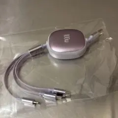 高速充電ケーブル 巻き取り 3in1 USBマルチ3台同時給電可能