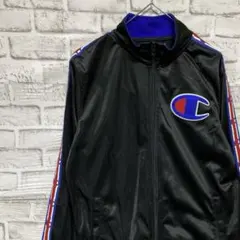 チャンピオン　ジャージ　トラックジャケット　ブラックレディースL ロゴ刺繍819