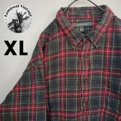 US古着 Croft&Barrow フランネルシャツ XL レッド グレー