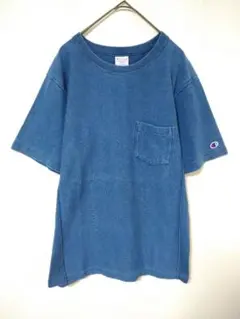 リバースウィーブ　チャンピオン　Tシャツ　メンズL　濃紺色　無地　綿　ポケット