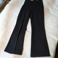 黒 フレアパンツ 裏起毛