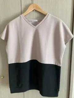 CINEMA CLUB ハニーズ Vネック 半袖 Tシャツ バイカラー Lのサムネイル