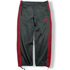 80s デサント製 adidas トラックパンツ ブラック レッド M ドロー紐