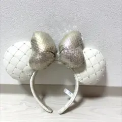 東京ディズニーリゾート　ミニーキルティング白カチューシャ