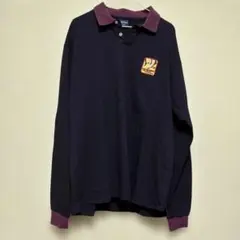 黒紫 長袖ポロシャツ 刺繍ロゴ付き