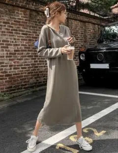 Dazy フード付きロングワンピース