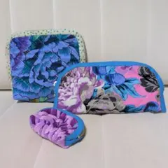 ★ハワイアンキルト ポーチ3点セット ケイフファセット