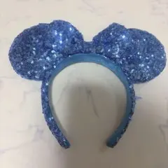 ディズニー　カチューシャ　スパンコール　青　ブルー　水色