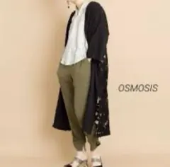 オズモーシス OSMOSIS レース切り替えロングカーディガン 黒のサムネイル