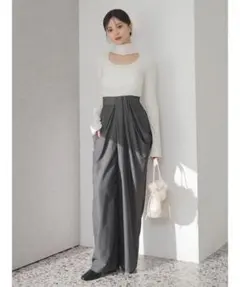 2025aw snidel ハイウエスト　ドレープパンツ　グレー