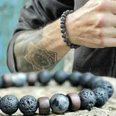 地場エネルギーブレスレット❗精神的強さ等バックアップに★火山石❗大自然波動❗新品