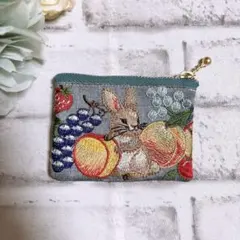 インド刺繍リボン　ポーチ　マルチポーチ　ハンドメイド　ミニポーチNO3176