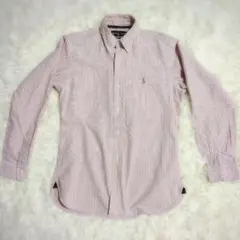 Ralph Lauren ラルフローレン ロゴ ピンク ストライプシャツ S