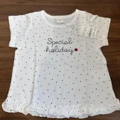 新品未使用 プティマイン Tシャツ トップス 90 保育園 ドット 刺繍 フリルのサムネイル