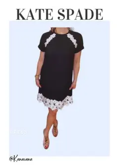 KATE SPADE 半袖ひざ丈ワンピース 黒