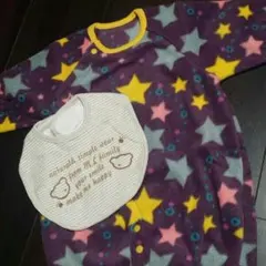 お星様フリースカバーオールとおまけでスタイ  50-60㎝