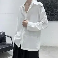 SALE メンズ シャツ 長袖 長袖シャツ とろみ 素材 大きめ 韓国 韓流r