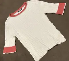 RMAF 五分丈 サマー ニット コーラルオレンジ ゴールドラメ 新品