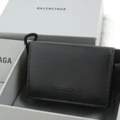 ほぼ未使用品　箱付き　BALENCIAGA 三つ折り財布　レザー　ブラック　希少