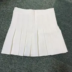 プリーツスカート　ミニスカート【白】