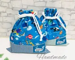 No.594R ハンドメイド♪巾着袋　2点セット☆感謝価格☆