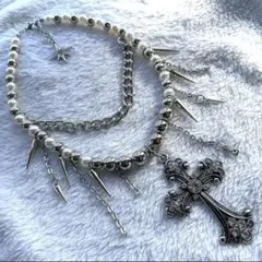 グランジ クロスネックレス チェーンネックレス パンク y2k ゴシック 韓国