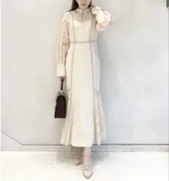 新品 宮脇咲良 着用LILY BROWNスイッチングレースマーメイドワンピースS