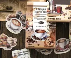 コラージュ素材　カフェ風＆ビンテージ風　ステッカー30枚