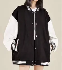 SHEIN バイカラー スタジャン ブラック ホワイト　XLサイズ