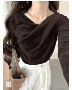 GRL ベロアドレープトップス　dk1551ブラウン