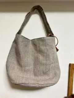 ハンドメイド　丸底バケツバッグ　ワンハンドル　リネン