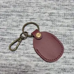 AirTagケース タグ入れ キーリング キーホルダー PUレザー ワインレッド