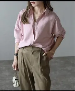 ピンク ポリエステル100% 長袖シャツ