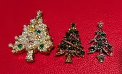クリスマスツリーブローチ3点セット