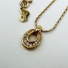 美品　ディオール　ゴールド ストーン装飾 ネックレス 約40cm アクセサリー