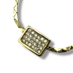 美品 Dior クリスチャンディオール ネックレス ラインストーン スクエア 金