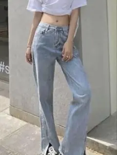 GRL フロントスリットハイウエストデニムパンツのサムネイル