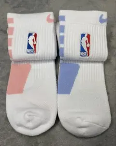 【ミドル】Nike Elite バスケソックス 白(青)、白(ピンク)2足NBA