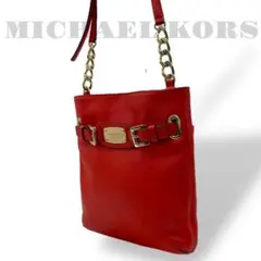 未使用級　マイケルコース　ショルダーバッグ　チェーン　レザー　濃いオレンジ