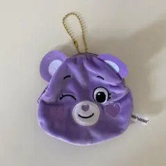 ケアベア　ふわふわフェイスポーチ　紫