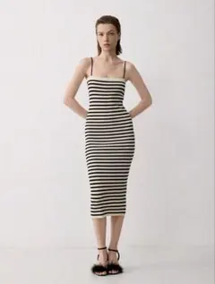 【新品未使用】SHEIN ボーダー柄 ニットワンピース ノースリーブ