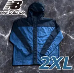 美品 New Balance ニューバランス 2XL ナイロンジャケット 深緑青