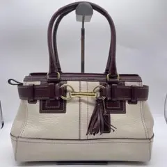 ◆COACH ハンドバッグ◆コーチ 鞄 アイボリー ボルドー ゴールドカラー