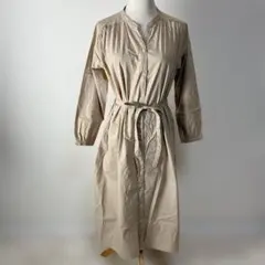 SHOO・LA・RUE バンドカラー シャツロングワンピース ベージュ M