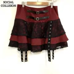 SOCIAL COLLISION【LG】バーガンディ ミニスカート レース