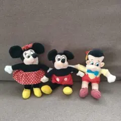 平成レトロ　ミッキー ミニー ピノキオ ぬいぐるみ 3体セット　ハッピーセット