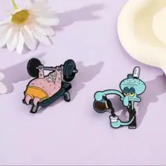 スポンジボブ イカルド パトリック ピンバッジ2個セット