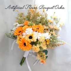 NO.YWG789オレンジ系クラッチウェディングブーケ造花ブライダルブーケ結婚式