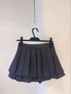 darich ダーリッチ ダブルレイヤードプリーツミニスカート グレー