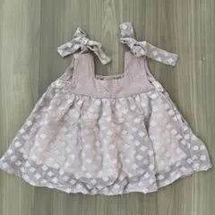 petitmain ピンク 肩リボン付きチュニック 80 女の子 プティマイン